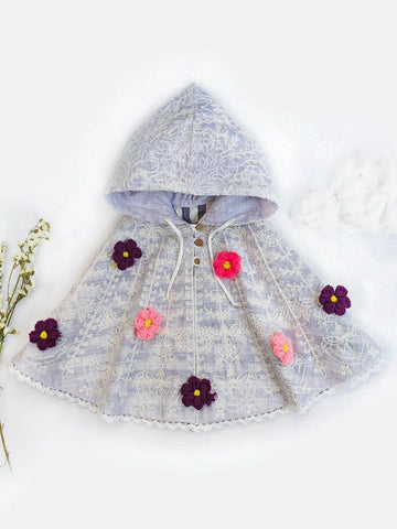 Buy Girls Hooded Poncho Top Handmade Stylish Embroidered 100% Cotton, Year-Round Wear