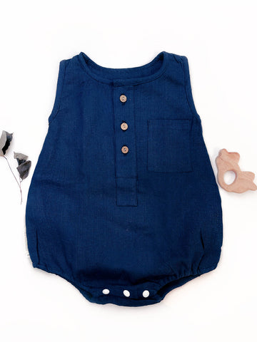 Blue Baby Unisex Pure Cotton Bubble Romper – Soft & Breathable