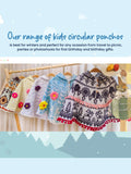 Shop Girls Picnic Hooded Poncho Top -Stylish Handmade Sky Spring Woollen Flower Embroidered  – Soft, Year-Round Layer