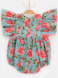 Halemons Baby Girl Pure Cotton Butterfly European Boho Romper- Sky