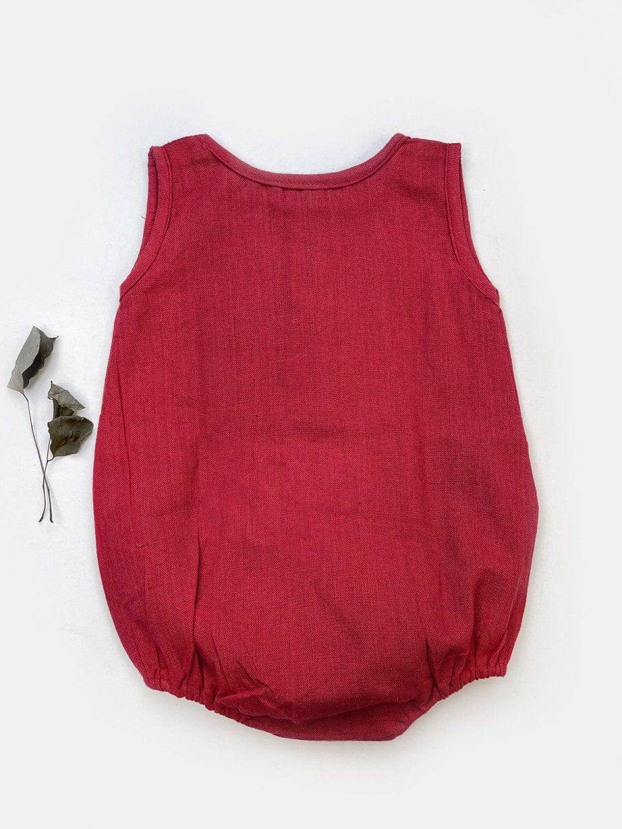 Comfortable Red Pure Cotton Baby Bubble Unisex Romper - Halemons