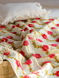 Green Garden Boho Red Rose Woollen Luxury Baby kids Blanket - 