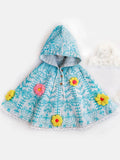 Shop Girls Hooded Poncho Top -Stylish Handmade Embroidered Woollen Flower – Soft, Year-Round Layer