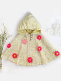 Yellow Floral Spring Baby & Girls Poncho – Handmade, 100% Cotton, Year-Round Cover-Up